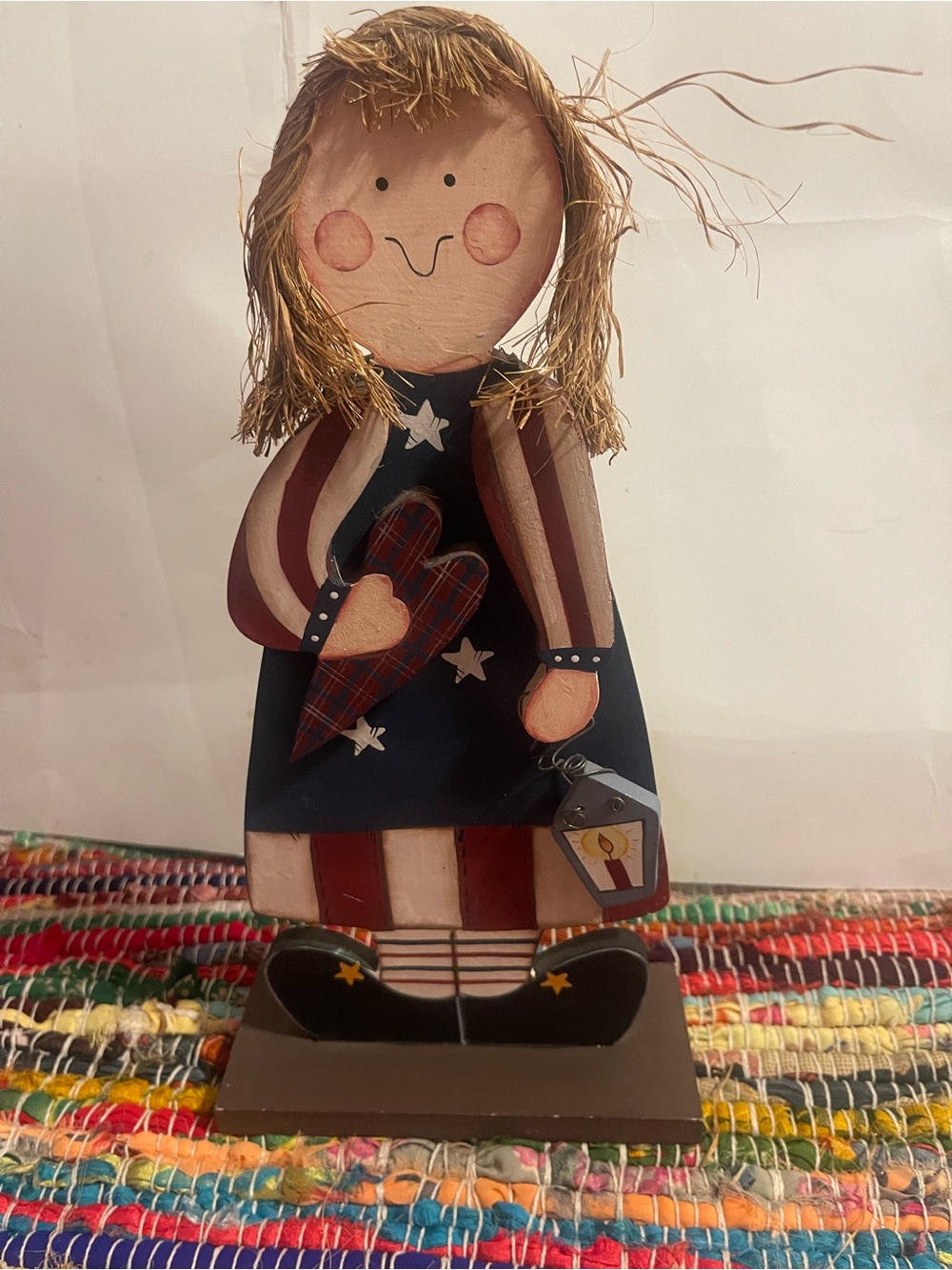 Patriotic Folk Doll Table Accent - Blue and Red